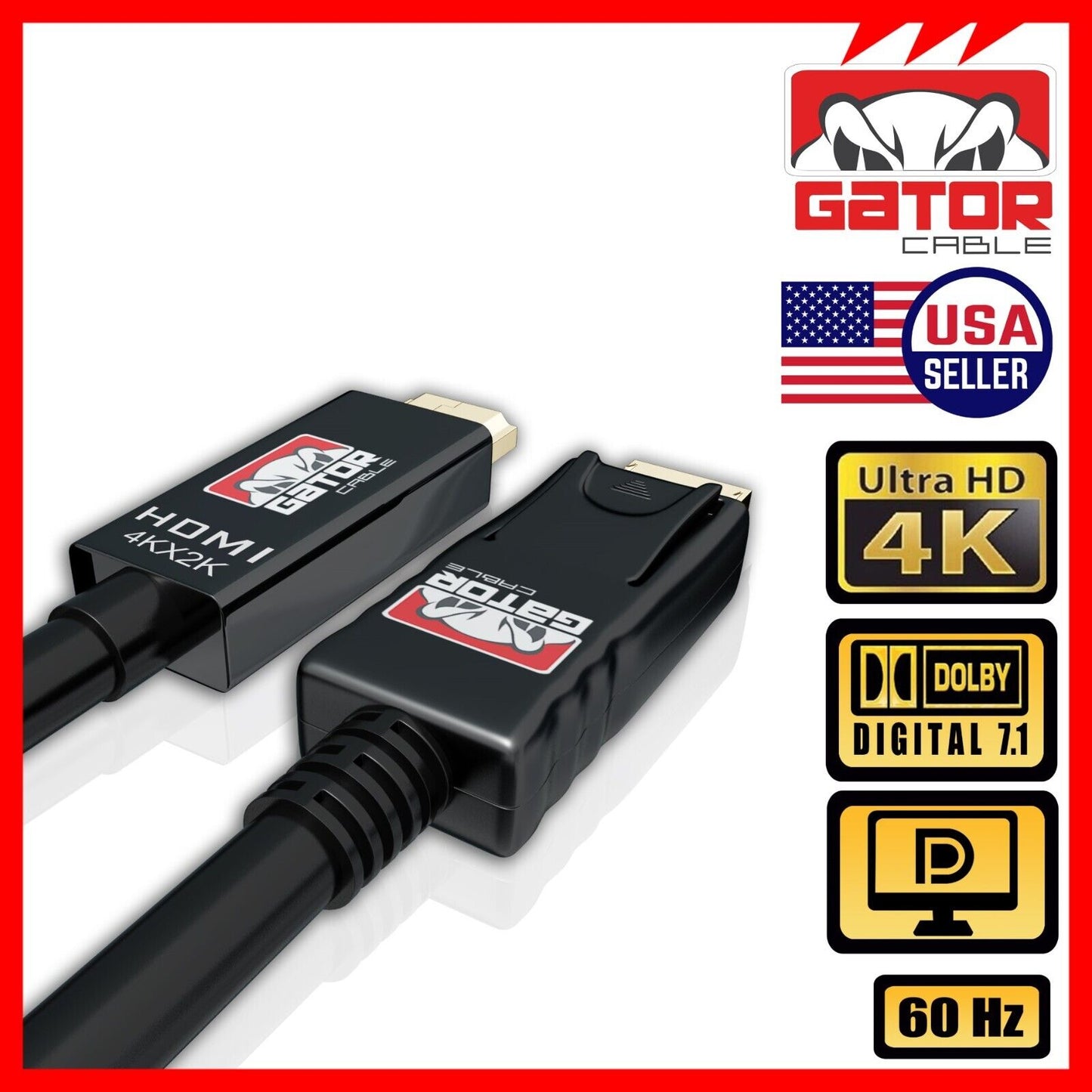 4K Display Port DP to HDMI Cable 60Hz 2160P 25.92Gbps HDR Audio Video Adapter PC