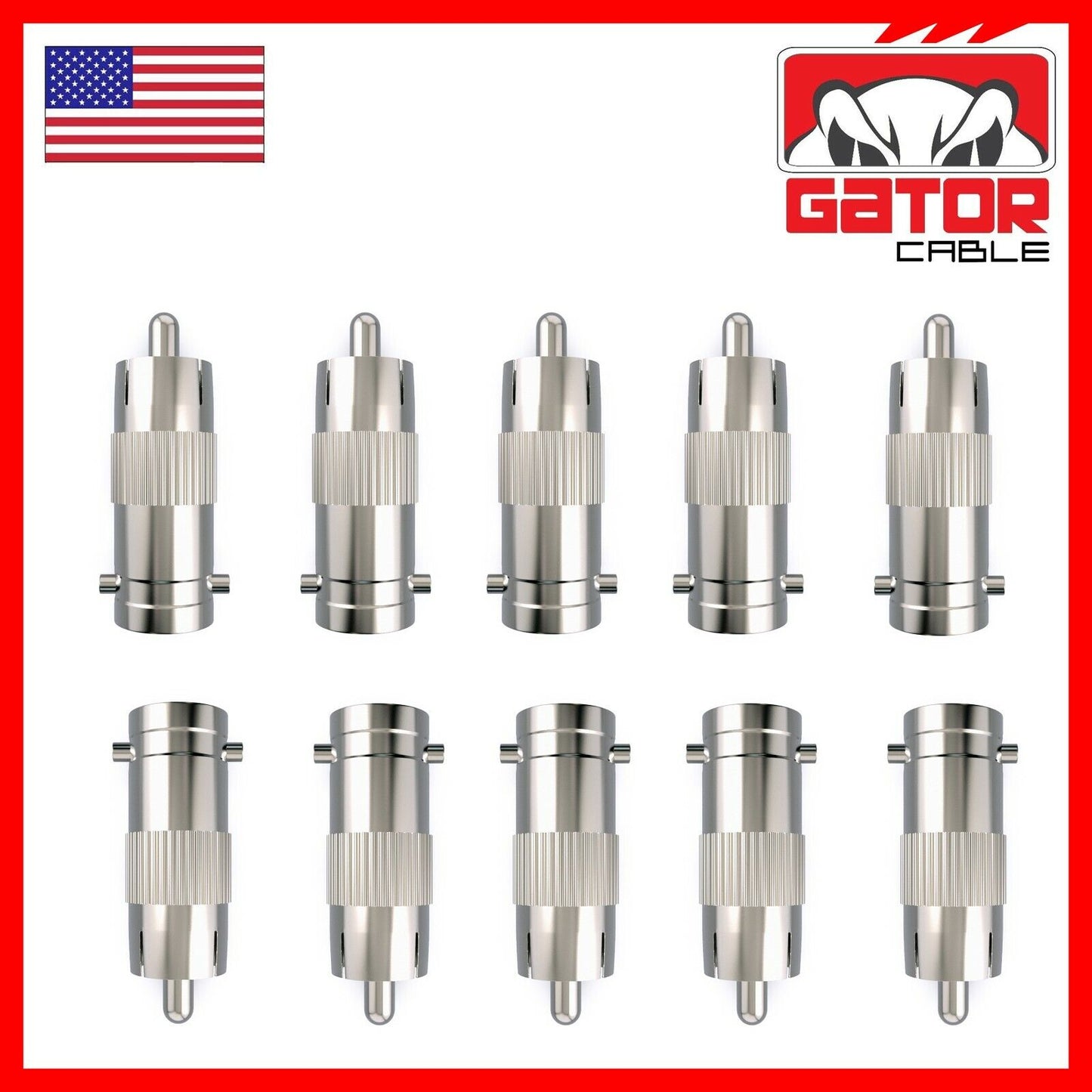 BNC Female Plug to RCA Male Coax Connector Adapter Converter for CCTV Camera 10X