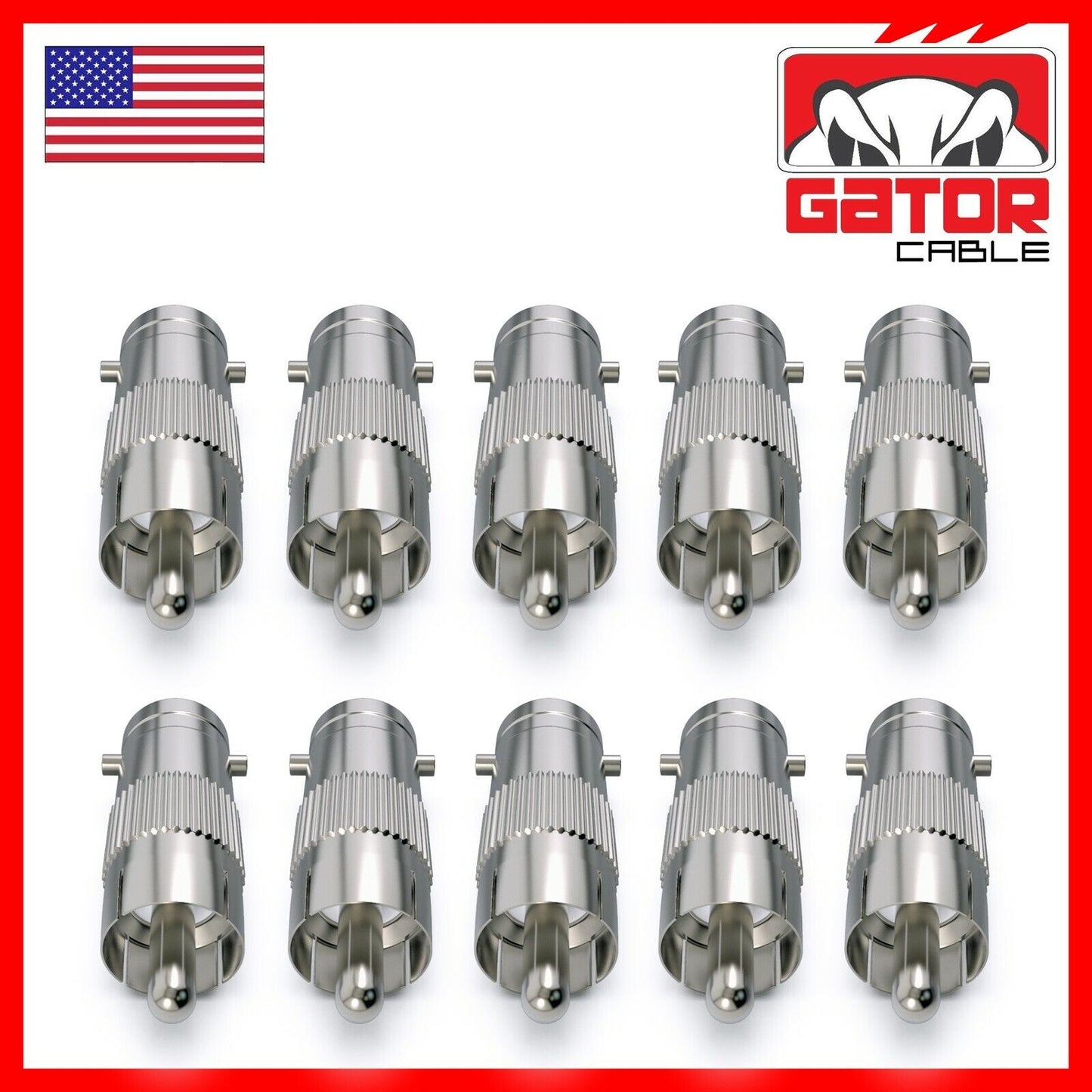 BNC Female Plug to RCA Male Coax Connector Adapter Converter for CCTV Camera 10X