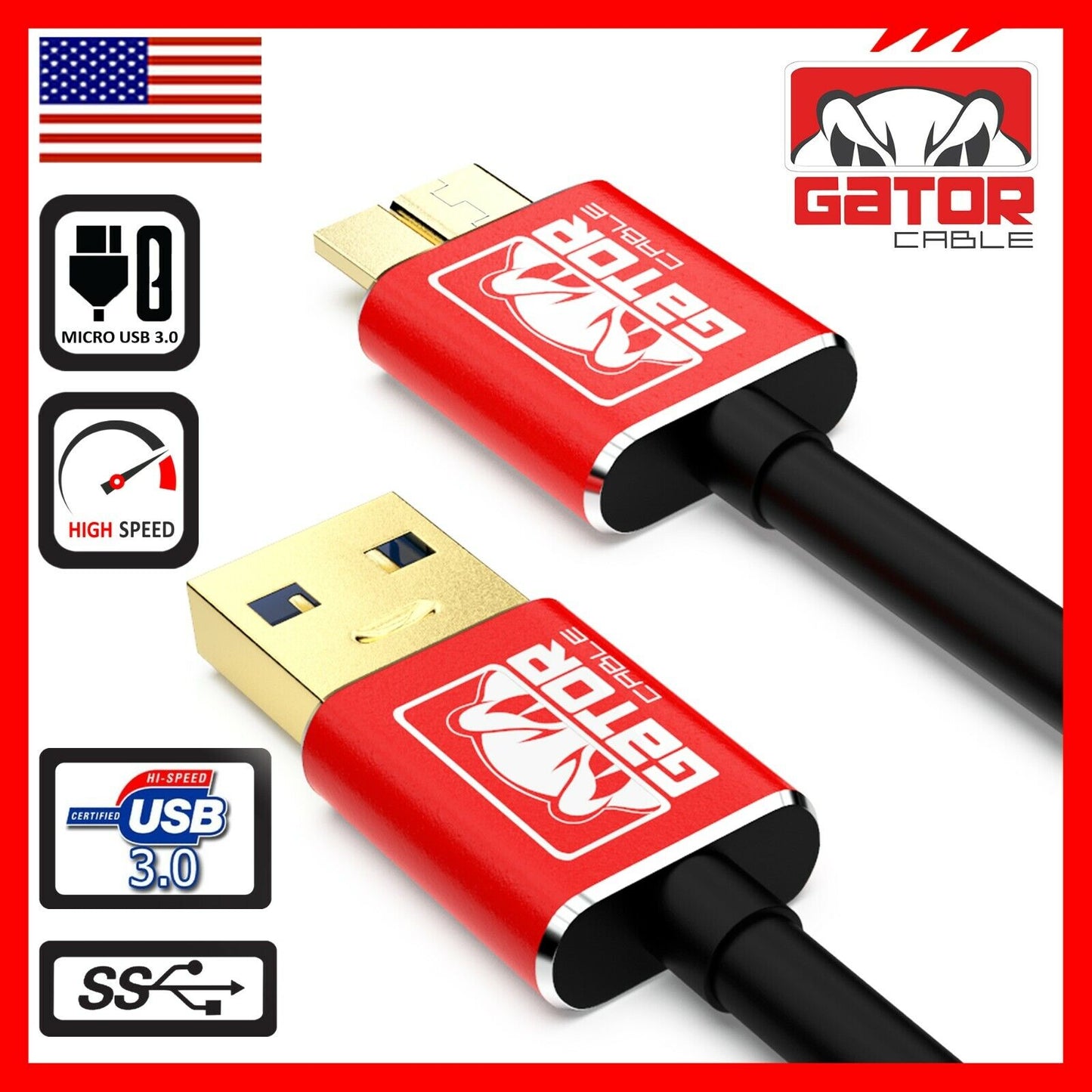 Micro USB 3.0 Cable High Speed Data SYNC For HDD Portable External Hard Drive