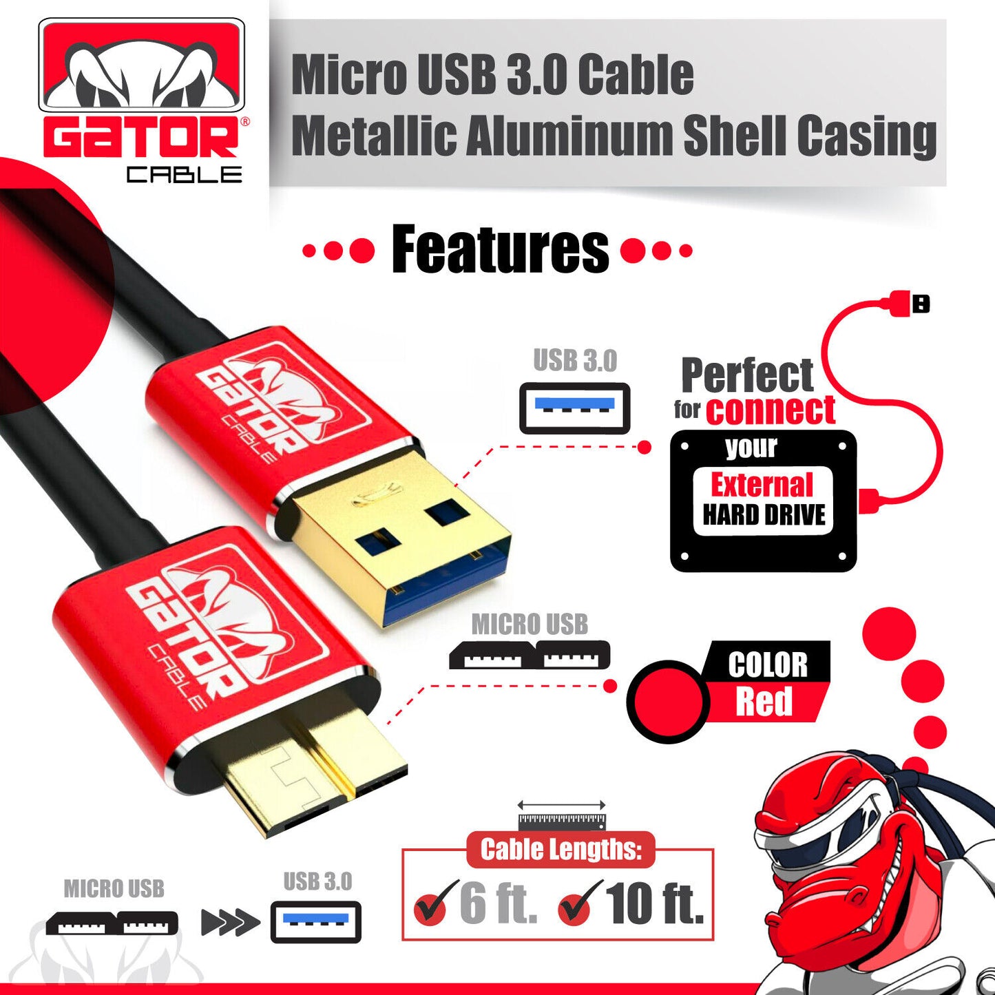 Micro USB 3.0 Cable High Speed Data SYNC For HDD Portable External Hard Drive