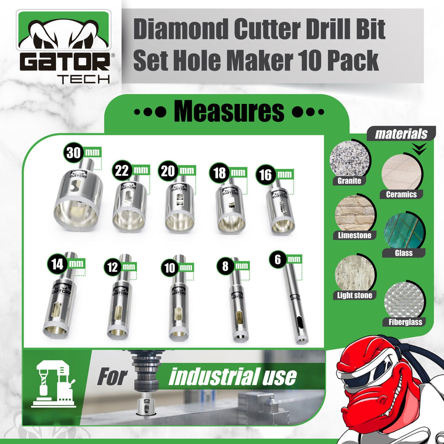 Diamond Hole Maker Cutter Saw Drill Bit Set Glass Ceramic Tile Porcelain 10pcs