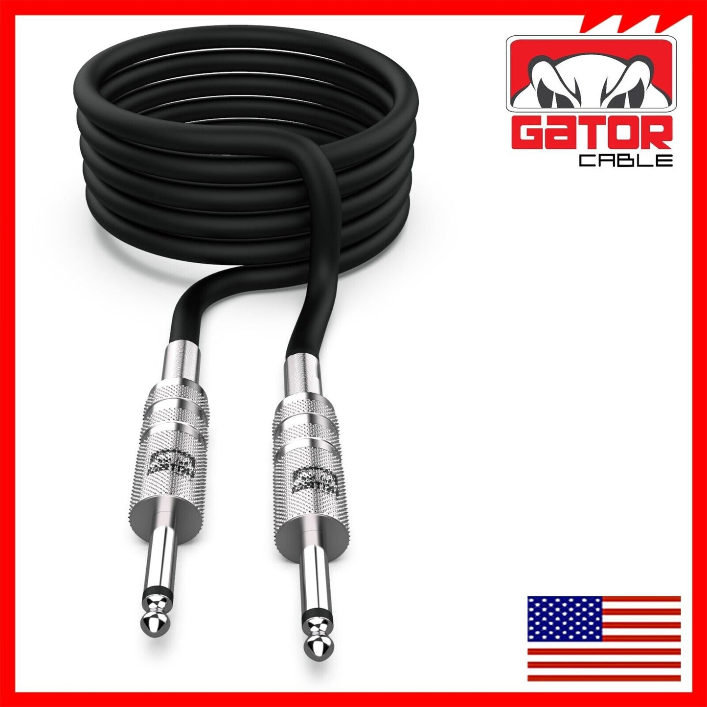 1/4” to 1/4” Male Mono Plug Cable Wire Cord Guitar Bass Instrument DJ Mixer