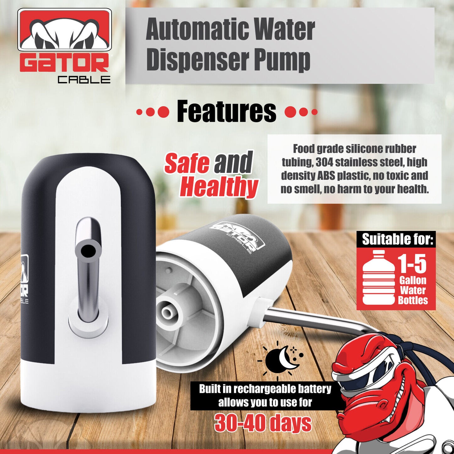 Water Bottle Switch Pump Electric Automatic Dispenser 5 Gallon USB Universal