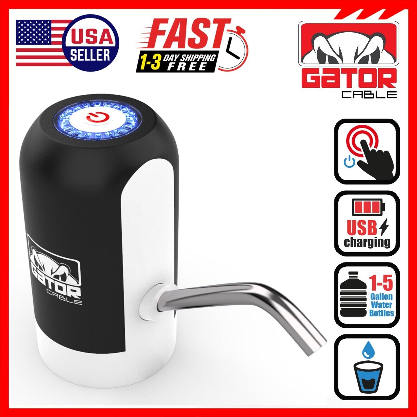 Water Bottle Switch Pump Electric Automatic Dispenser 5 Gallon USB Universal