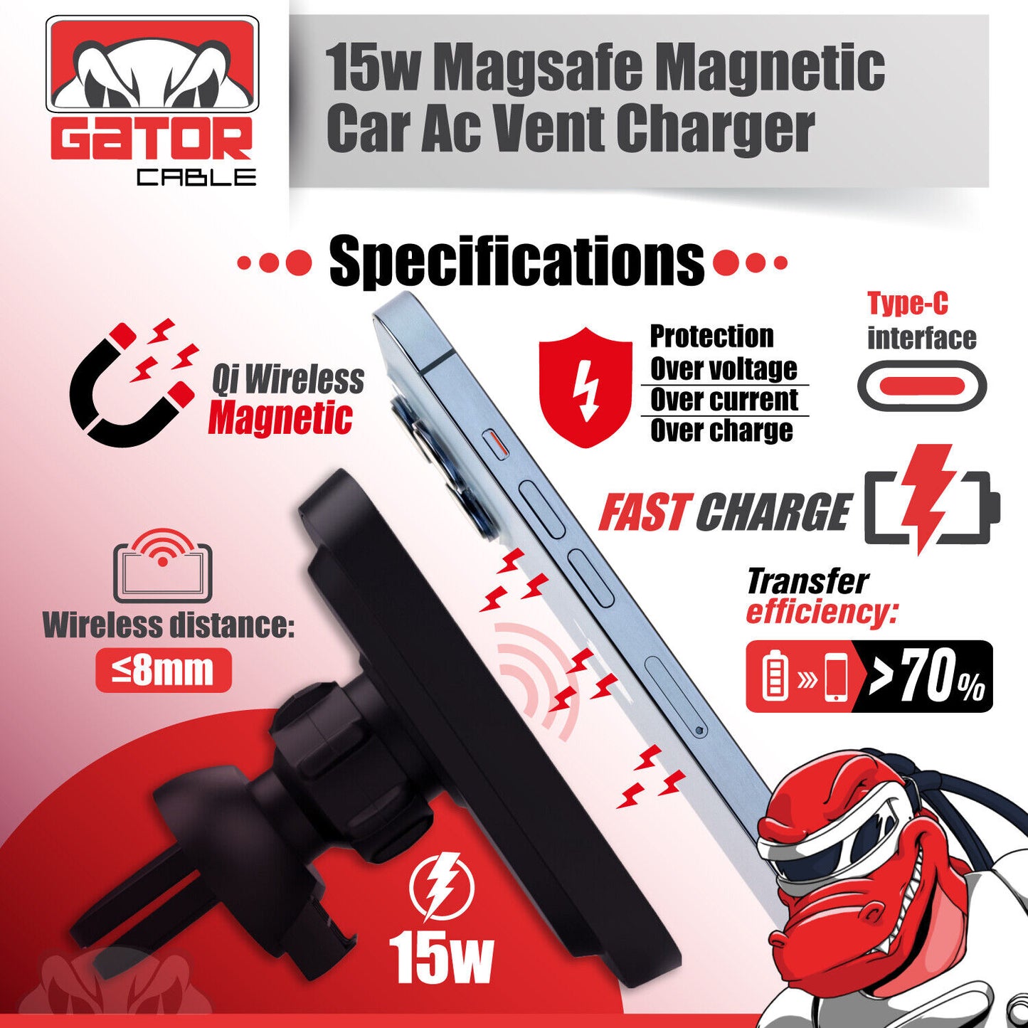 Magsafe Car Mount Charger Wireless Magnetic Holder For iPhone 11 12 13 14 15 Pro