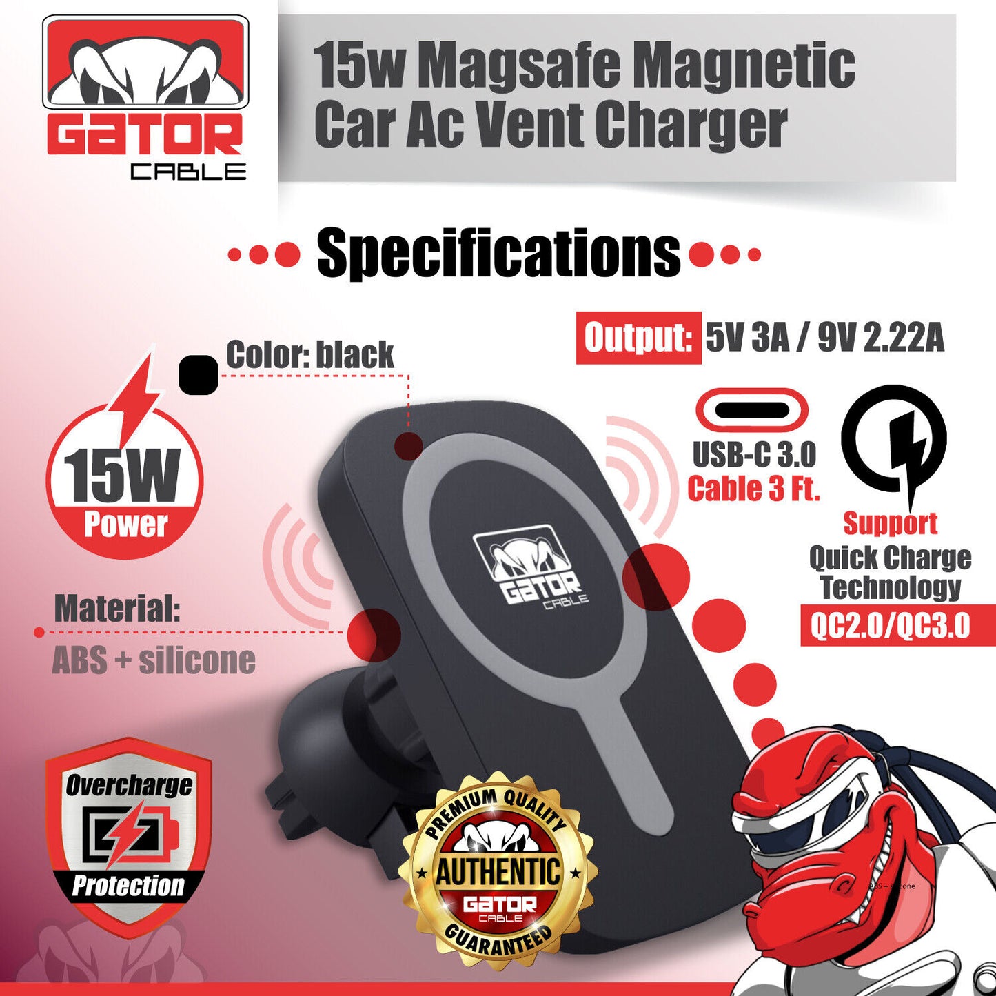 Magsafe Car Mount Charger Wireless Magnetic Holder For iPhone 11 12 13 14 15 Pro