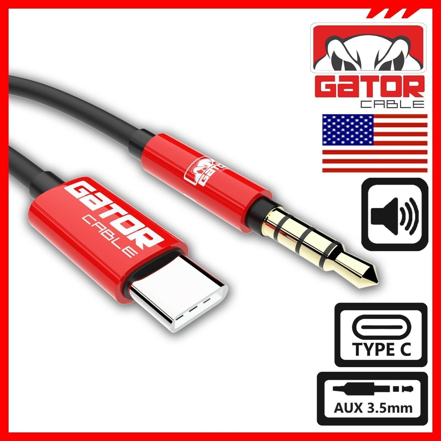USB-C to AUX 3.5mm Cable Audio Adapter For S9 S10 S20 S21 S22 S23 S24 Note 8 9