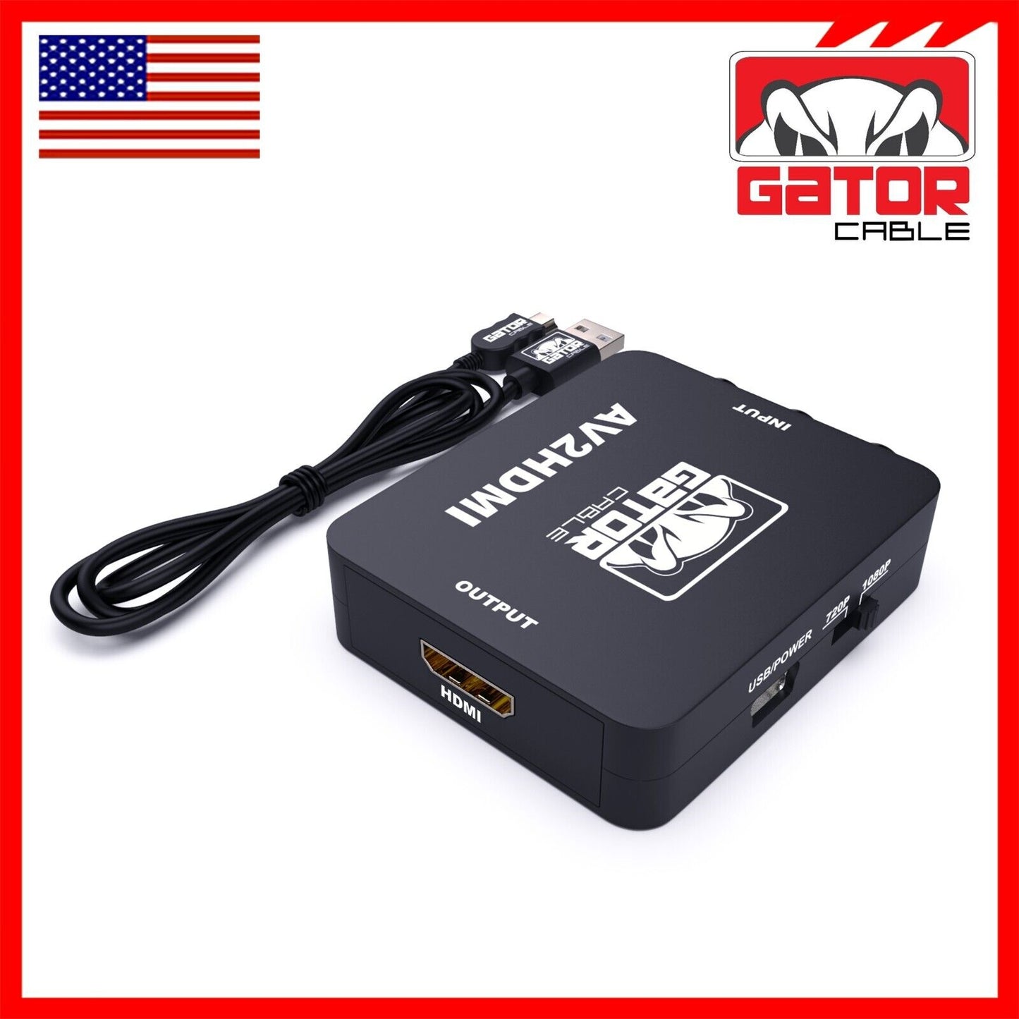 RCA AV to HDMI HD Converter Adapter Composite 3RCA CVBS Audio Video Wii NES SNES