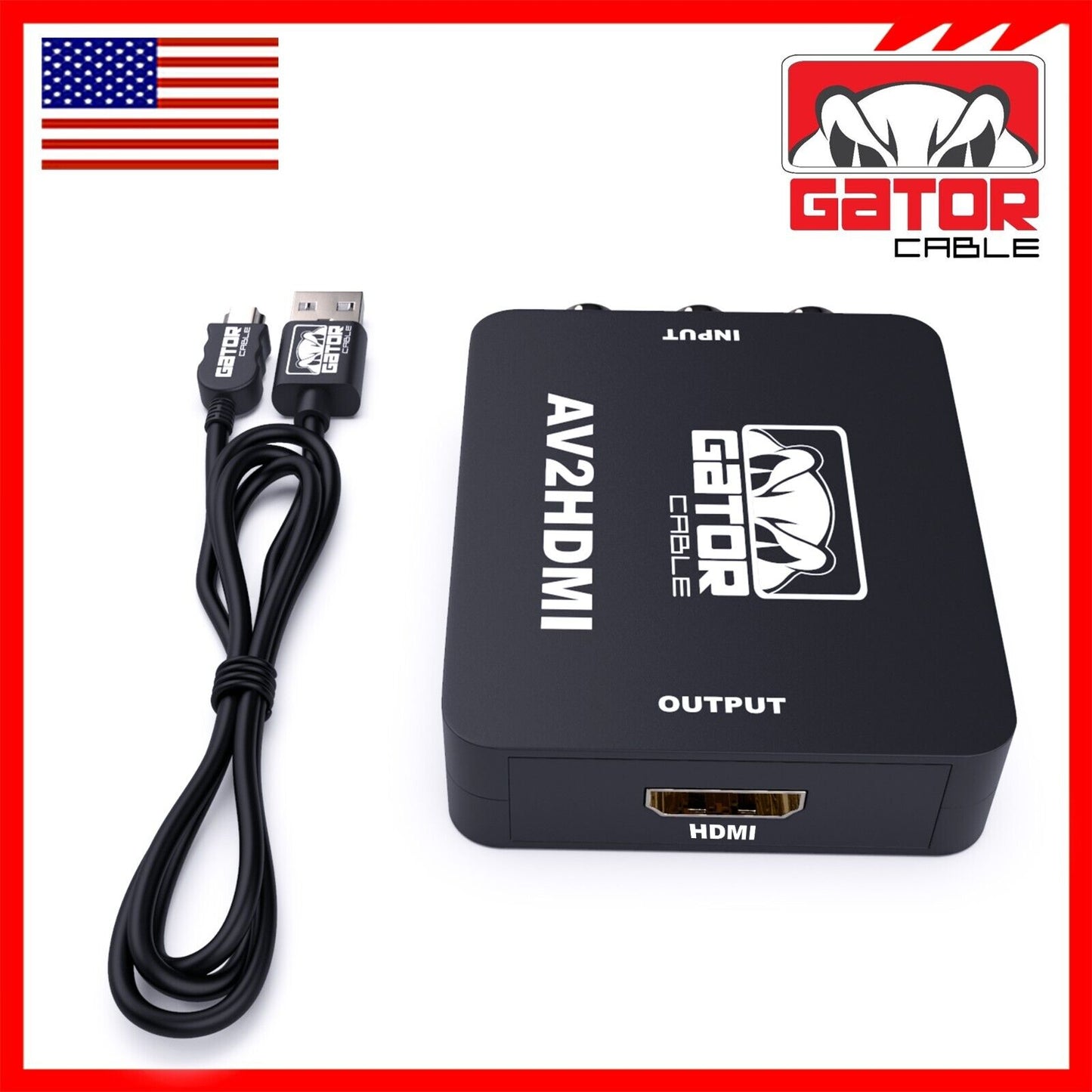 RCA AV to HDMI HD Converter Adapter Composite 3RCA CVBS Audio Video Wii NES SNES