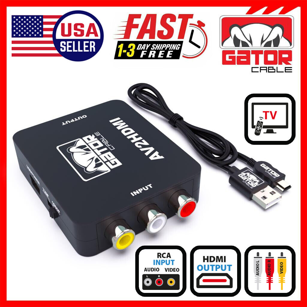 RCA AV to HDMI HD Converter Adapter Composite 3RCA CVBS Audio Video Wii NES SNES