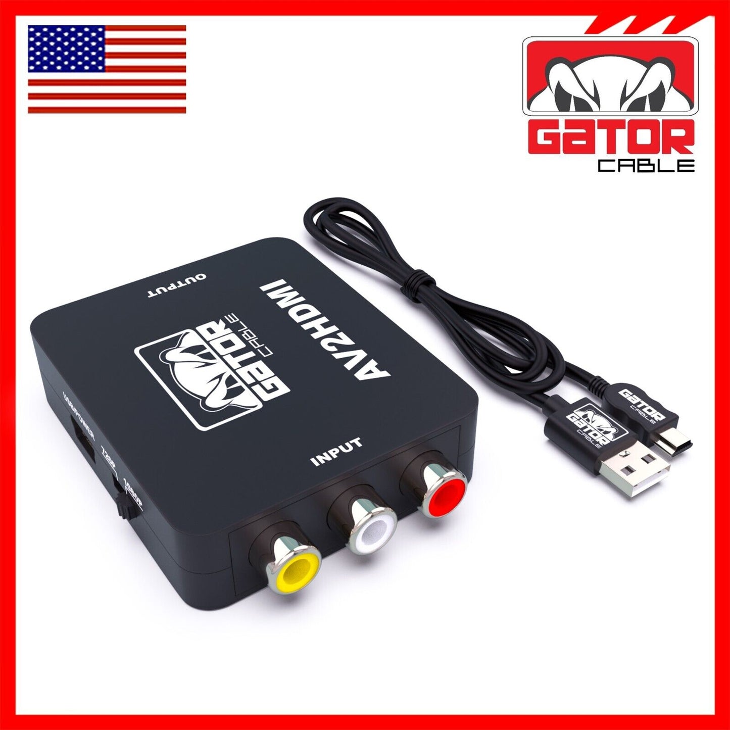 RCA AV to HDMI HD Converter Adapter Composite 3RCA CVBS Audio Video Wii NES SNES
