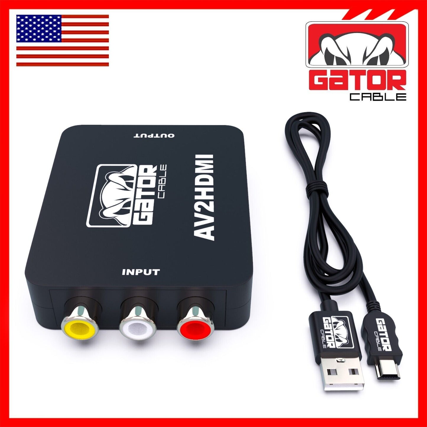 RCA AV to HDMI HD Converter Adapter Composite 3RCA CVBS Audio Video Wii NES SNES