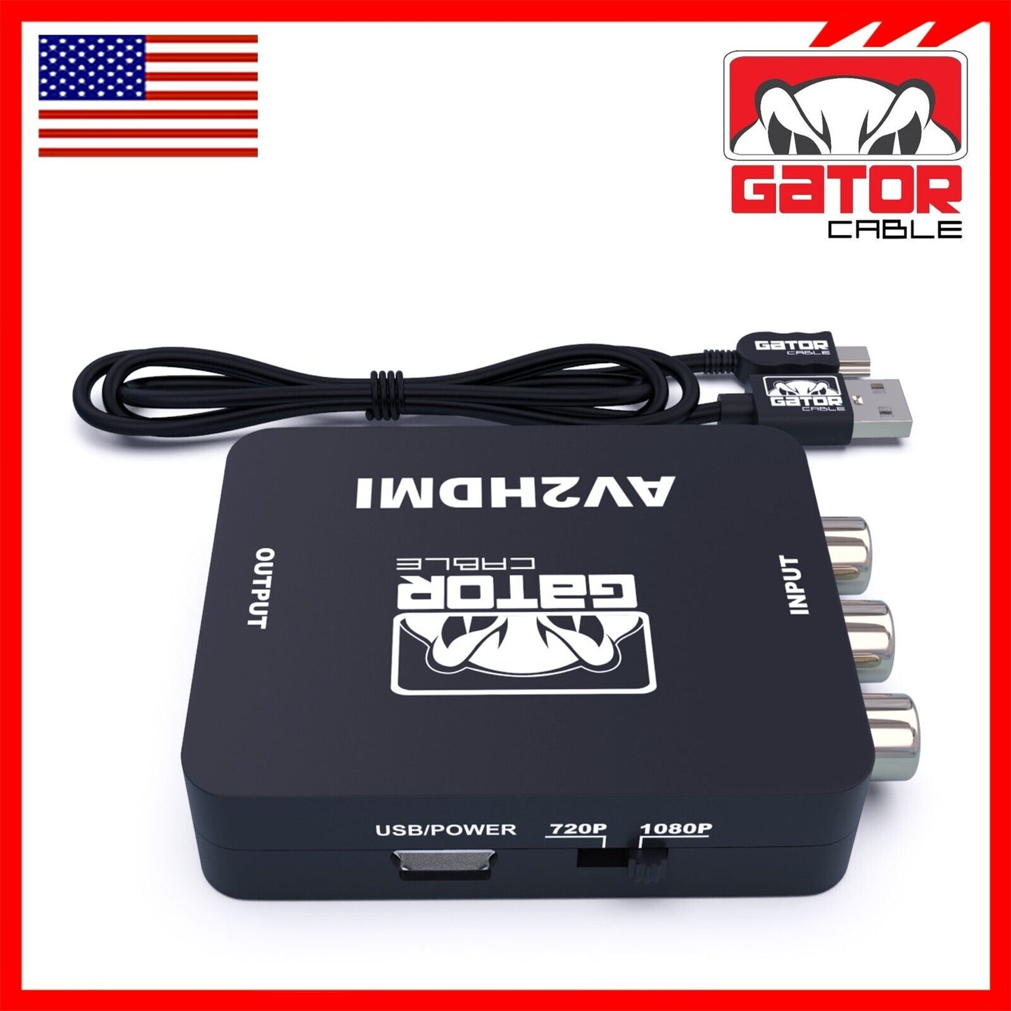 RCA AV to HDMI HD Converter Adapter Composite 3RCA CVBS Audio Video Wii NES SNES