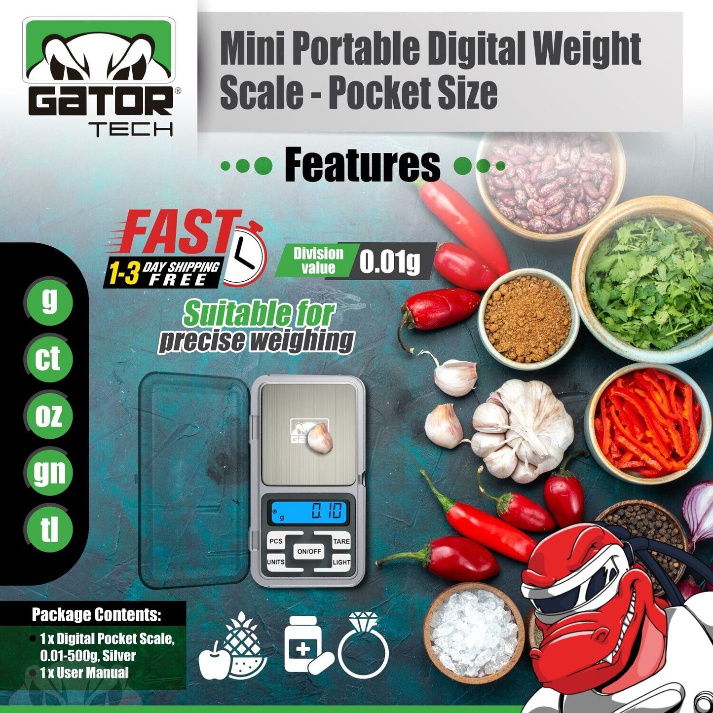 Digital Mini Pocket Scale Portable Jewelry Balance Gram Oz Herb Gold 500g x 0.1g