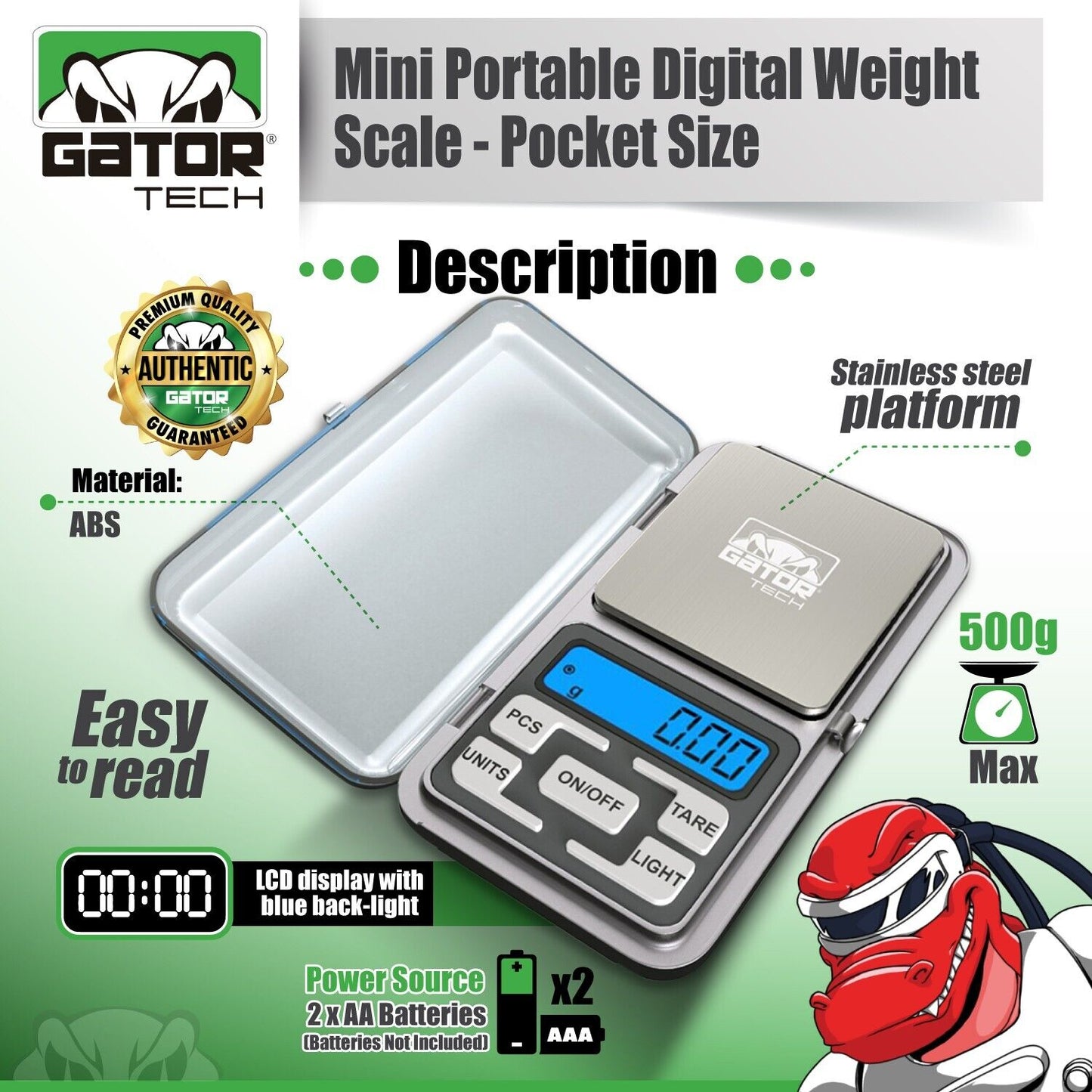 Digital Mini Pocket Scale Portable Jewelry Balance Gram Oz Herb Gold 500g x 0.1g
