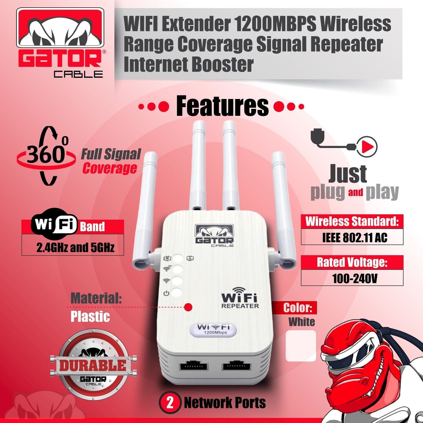 WiFi Range Extender Repeater Wireless Amplifier Router Signal Booster 1200Mbps