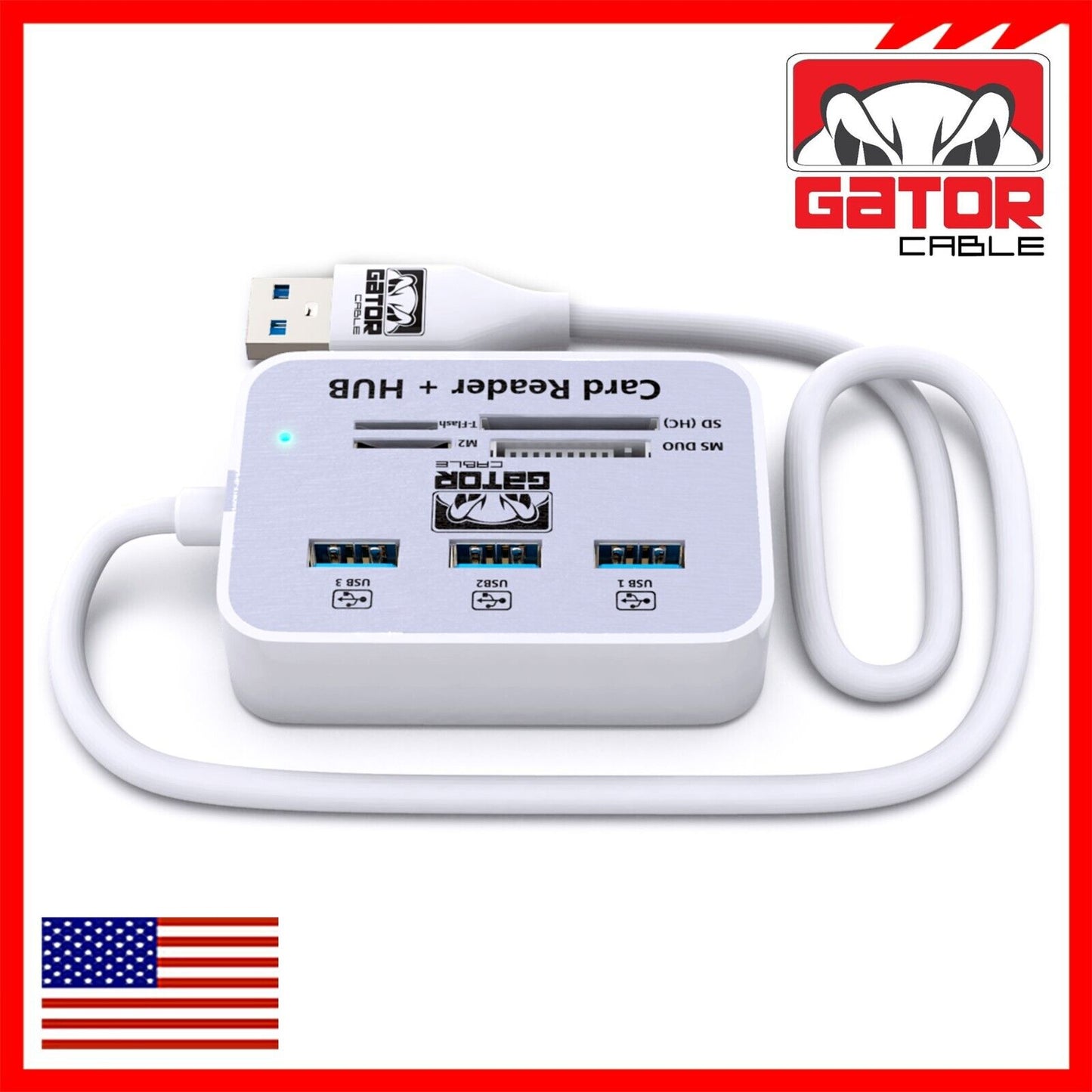 USB 3.0 Card Reader HUB 3-USB-A Port Multi Memory MS Micro SD M2 TF Slot Adapter