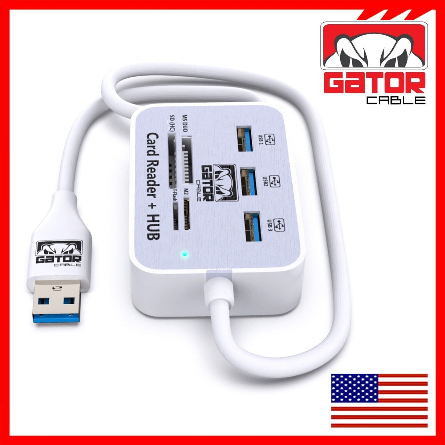 USB 3.0 Card Reader HUB 3-USB-A Port Multi Memory MS Micro SD M2 TF Slot Adapter