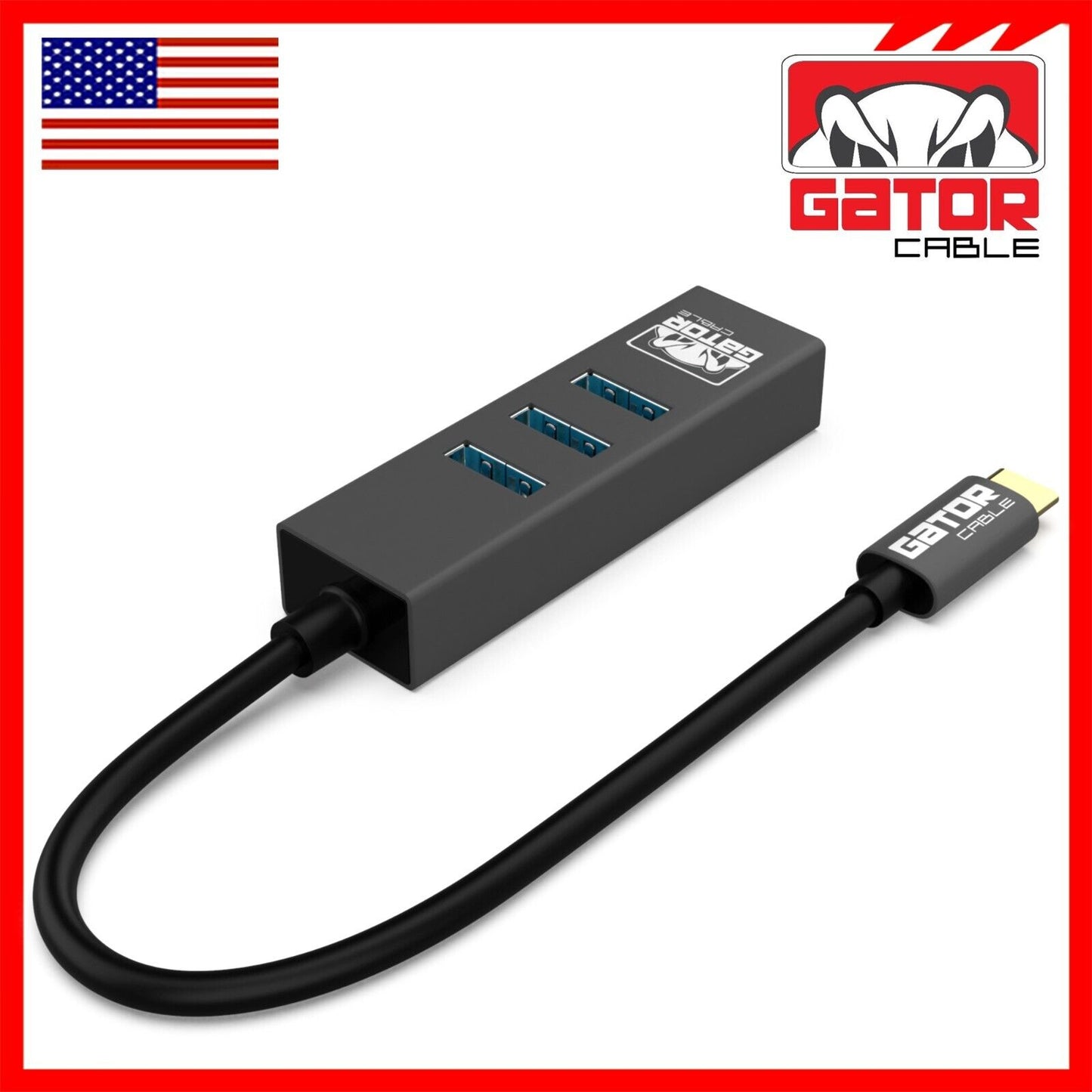 USB-C 3.1 Gigabit Ethernet LAN RJ45 1000Mbps Network Adapter 3-Port HUB PC Mac