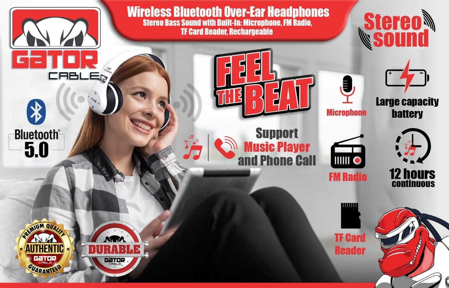 Wireless Bluetooth 5.0 Headphones Headset Over-Ear FM Radio MIC Foldable TF Card