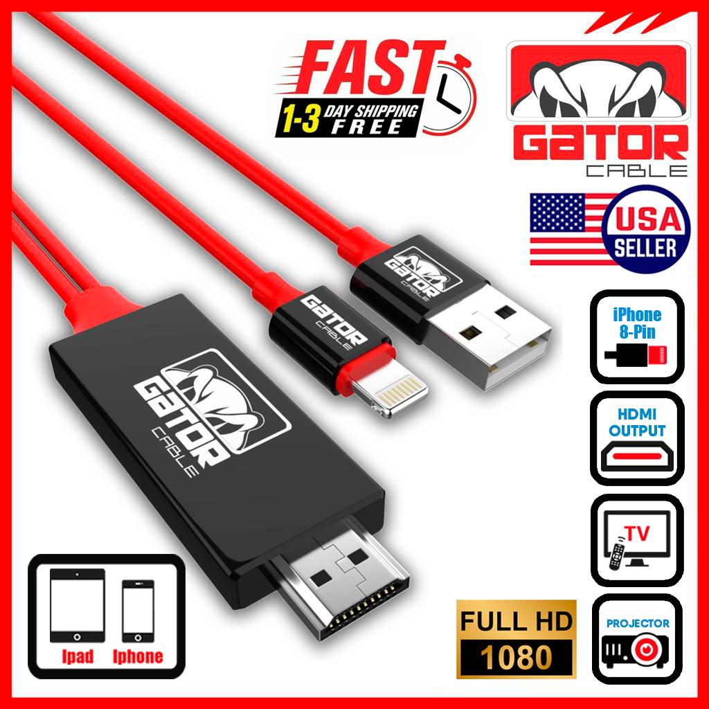HDMI AV HDTV Mirroring Cable Adapter For iPhone 7 8 X 11 12 13 14 Pro Max Plus