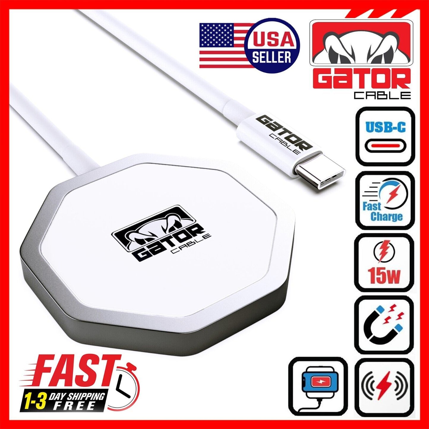 Wireless Phone Charger Pad Magnetic Charge for Samsung iPhone LG Universal 15W