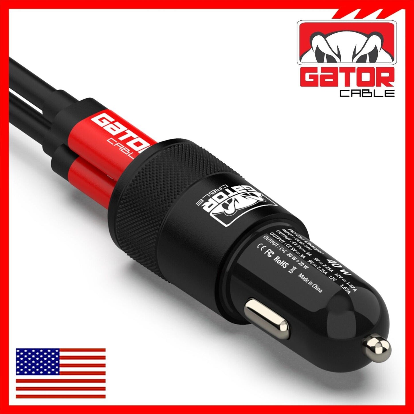 USB C To USB C Cable PD 40W Dual Type C Car Charger Adapter For Samsung iPhone