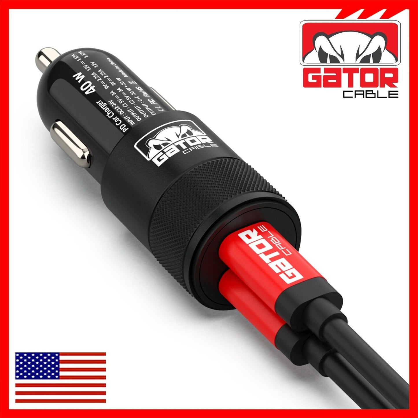 USB C To USB C Cable PD 40W Dual Type C Car Charger Adapter For Samsung iPhone