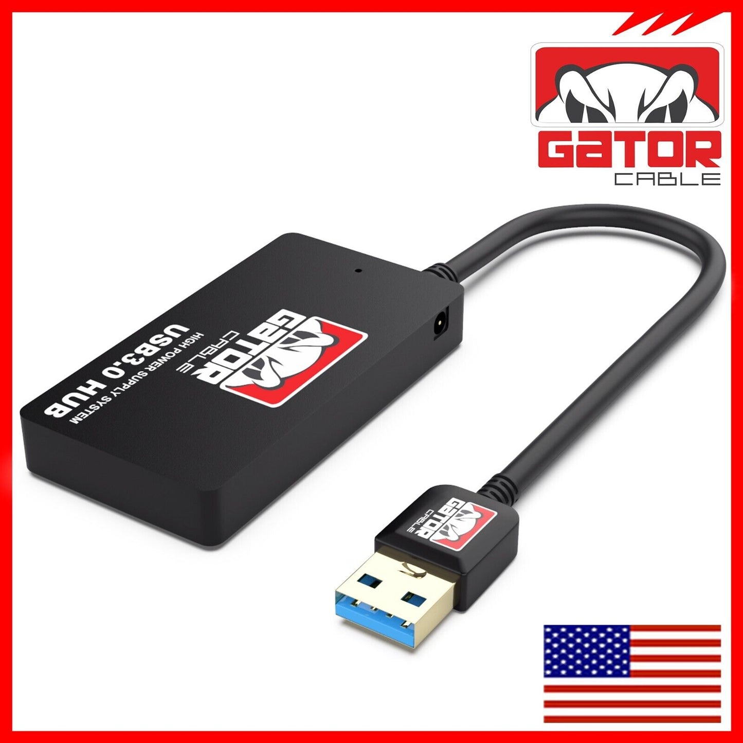 USB 3.0 Hub 4-Port Adapter Charger Data Super Speed for PC Mac Laptop Desktop