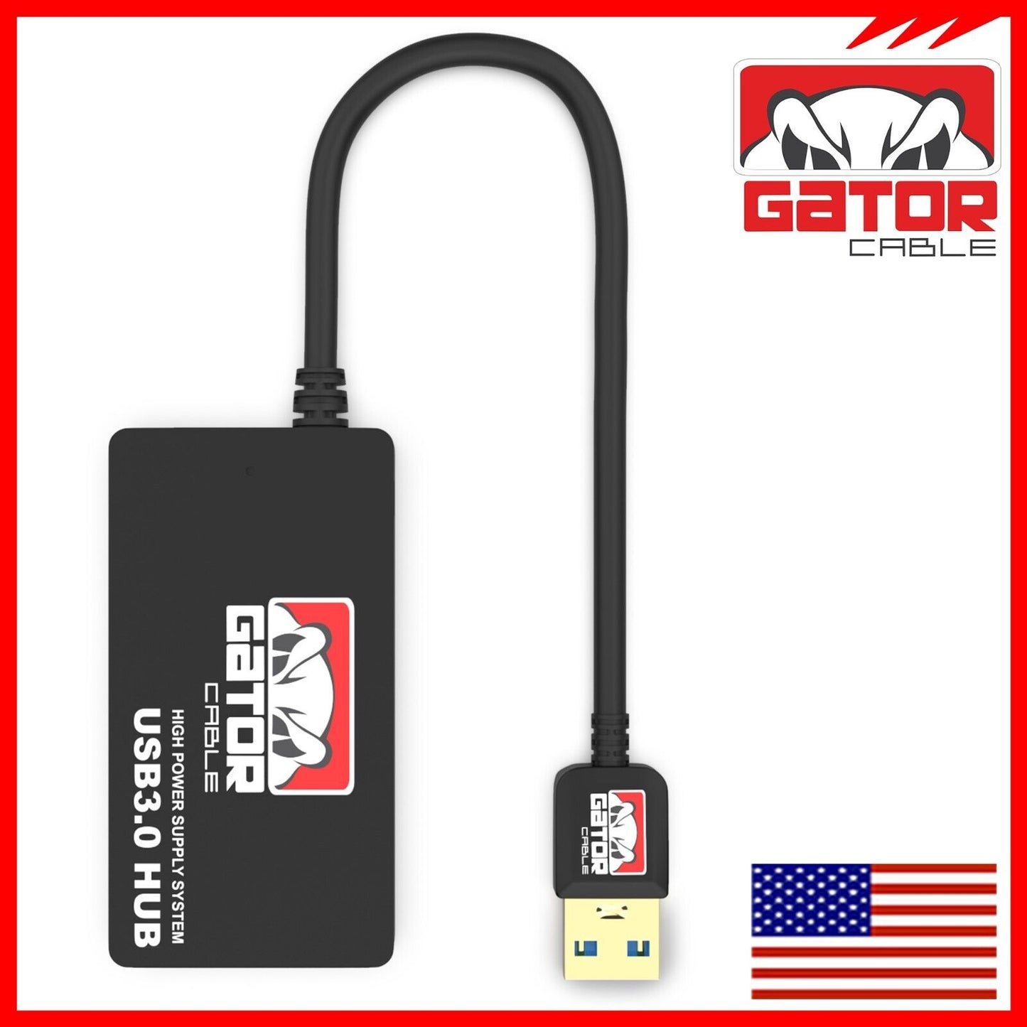 USB 3.0 Hub 4-Port Adapter Charger Data Super Speed for PC Mac Laptop Desktop