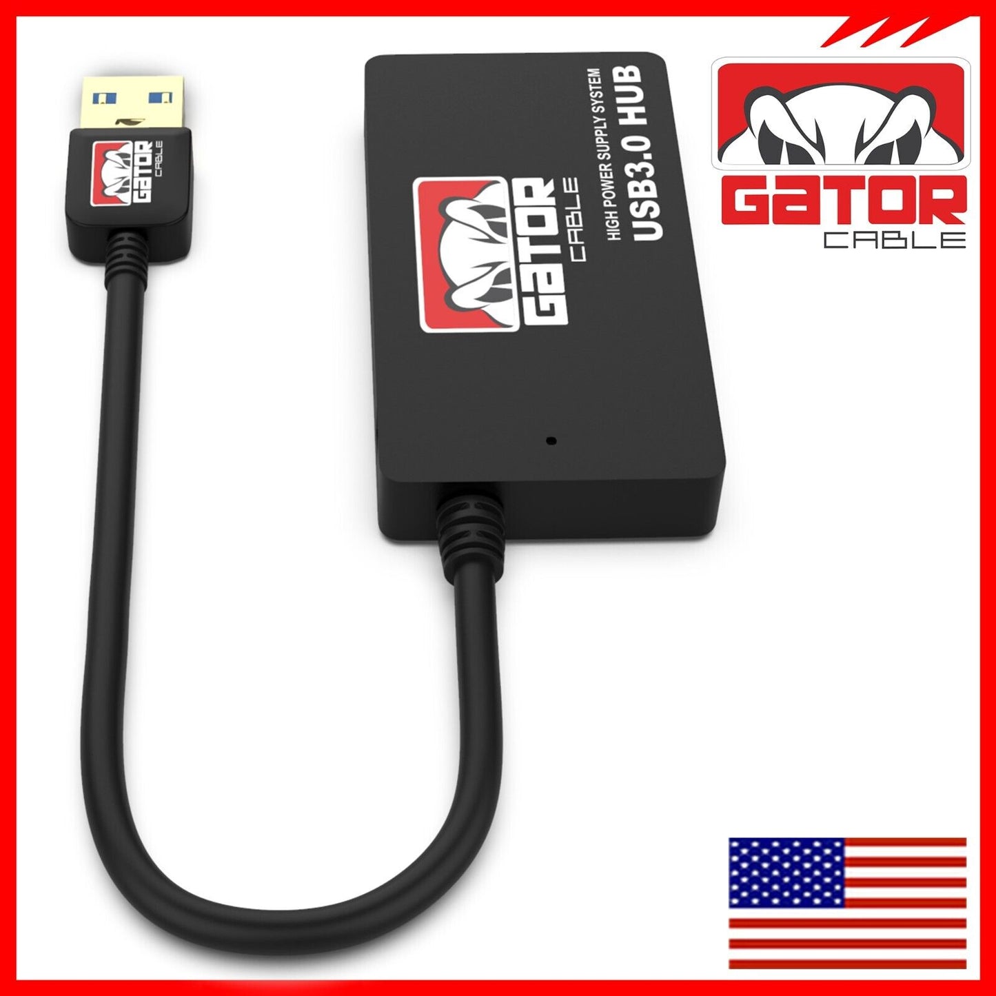 USB 3.0 Hub 4-Port Adapter Charger Data Super Speed for PC Mac Laptop Desktop