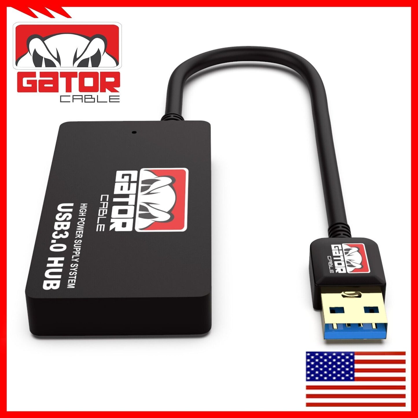 USB 3.0 Hub 4-Port Adapter Charger Data Super Speed for PC Mac Laptop Desktop