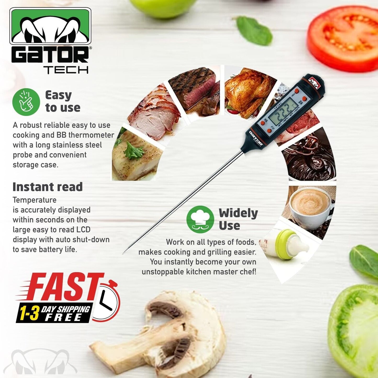 Digital Electronic Probe Thermometer Food Cooking Grill BBQ Turkey Chicken Meat