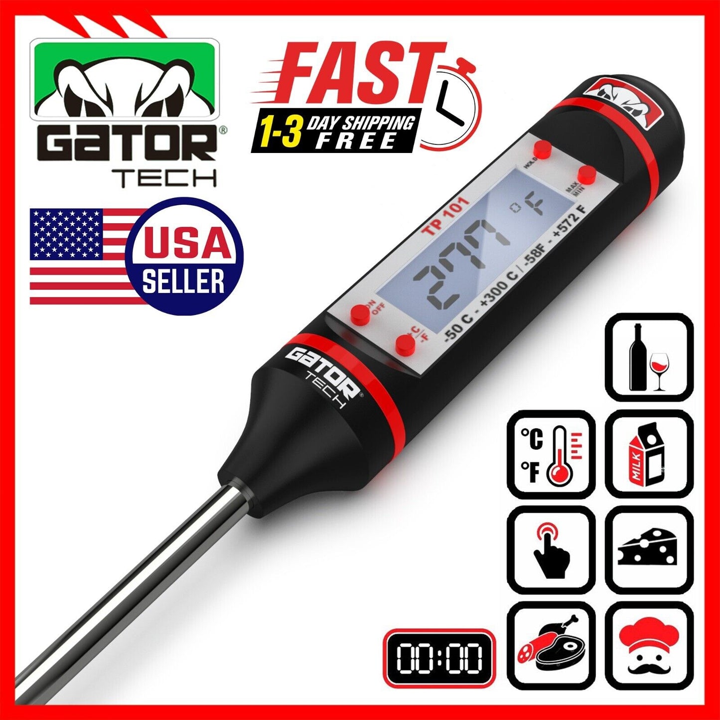 Digital Electronic Probe Thermometer Food Cooking Grill BBQ Turkey Chicken Meat