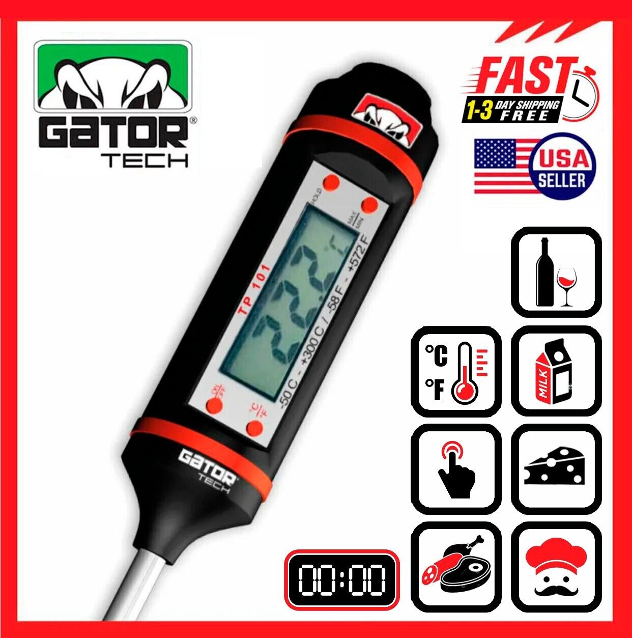 Digital Electronic Probe Thermometer Food Cooking Grill BBQ Turkey Chicken Meat