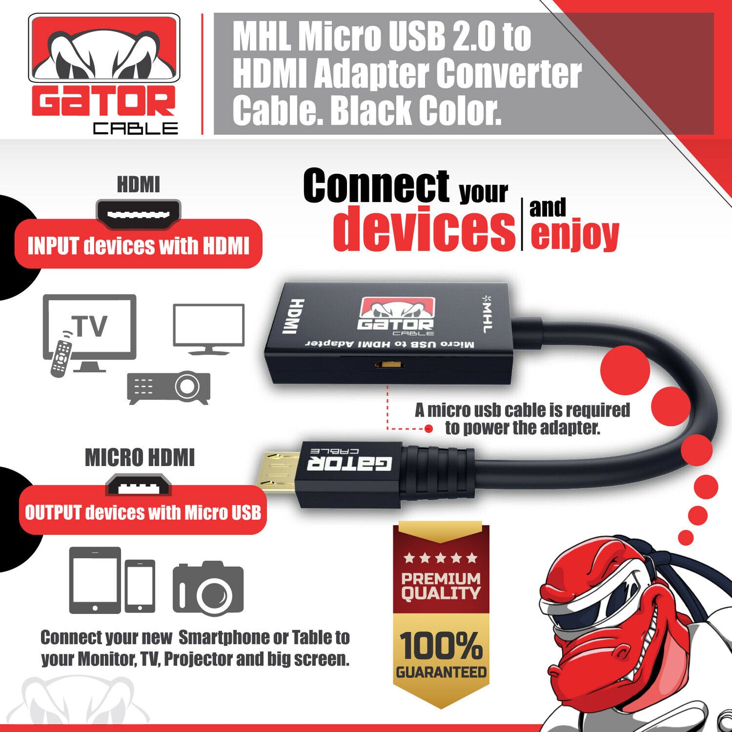 MHL Micro USB to HDMI Adapter Converter Cable for Android Phone Smartphone HDTV
