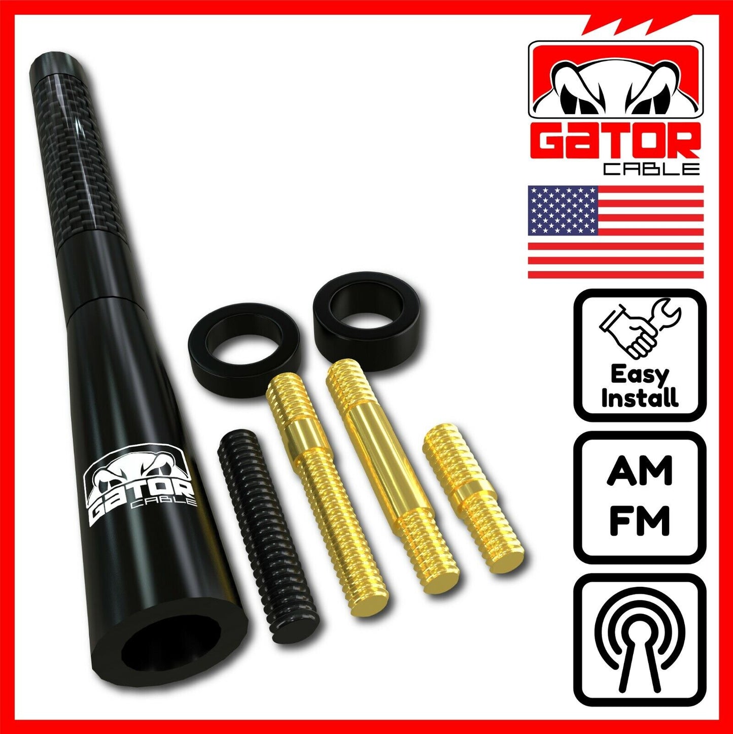 Universal Car AM/FM Radio Antenna Screw On Alloy Carbon Fiber 4.7" Truck Van Car