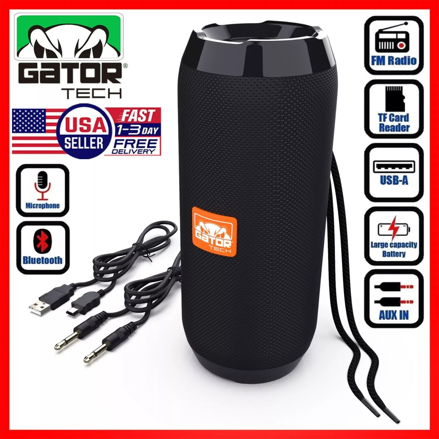 Bluetooth Wireless Portable Speaker Waterproof Stereo Bass TF FM Radio LOUD