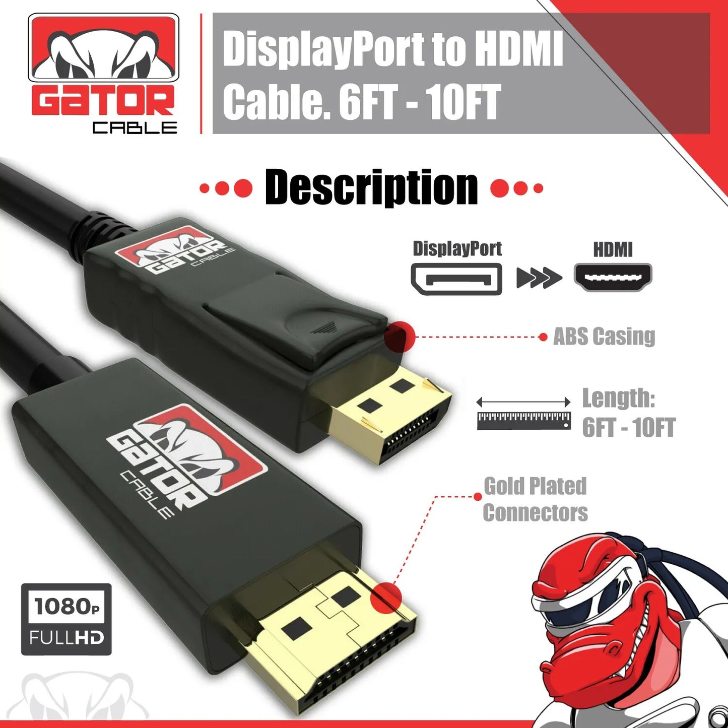 4K Display Port DP to HDMI Cable 60Hz 2160P 25.92Gbps HDR Audio Video Adapter PC