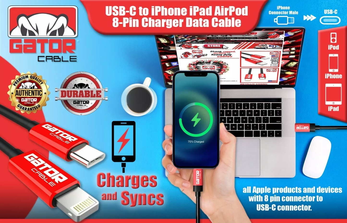 USB-C Charger Cable PD 20W Fast Charge For iPhone 7 8 X 11 12 13 14 Pro Max Plus