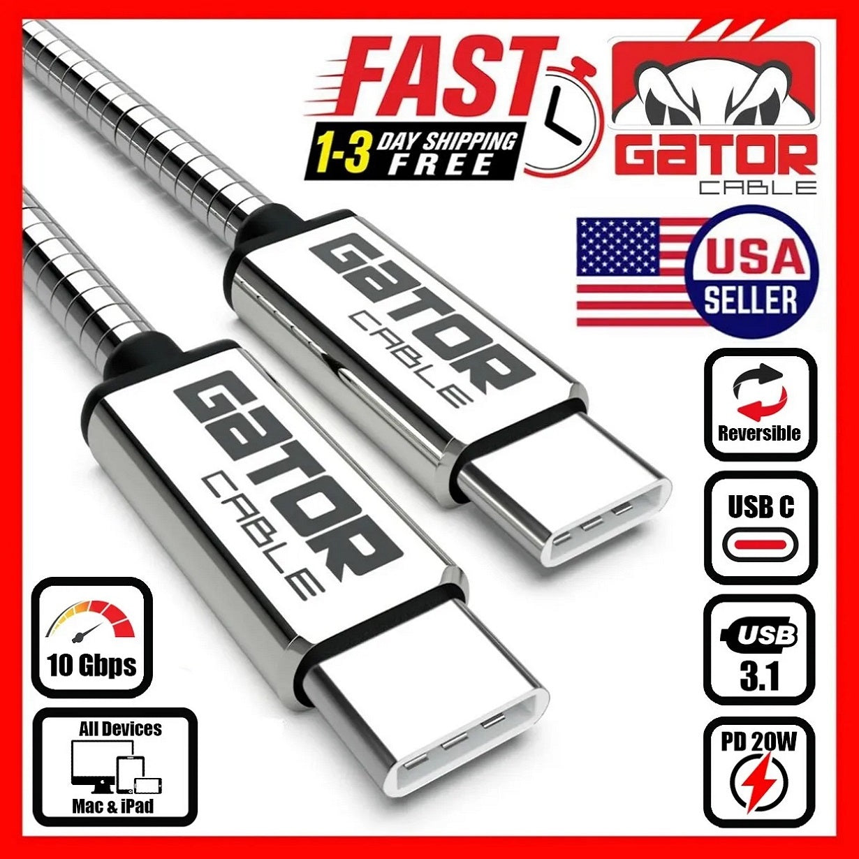 USB-C to USB-C Charger Data Cable Fast Charge PD 20W For iPhone 15 Plus Pro Max