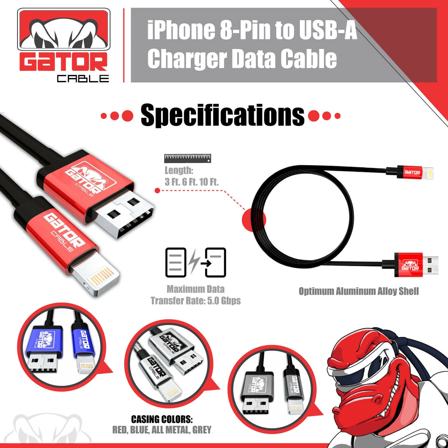 USB-A Charger Cable Fast Charge For iPhone 7 8 SE X XR XS 11 12 13 Pro Max Plus