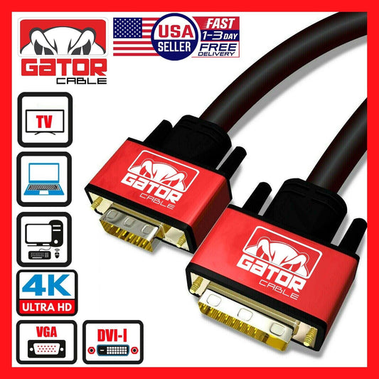 DVI-I 24+5 Dual Link Male to VGA Cable Cord Male Video Monitor Adapter PC 6FT