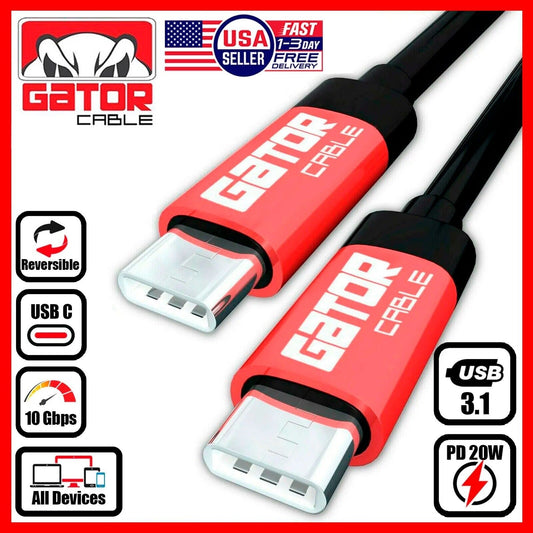 USB-C to USB-C 3.1 Charger Data Cable Rapid Fast Charge Type C PD 20W 5A Power