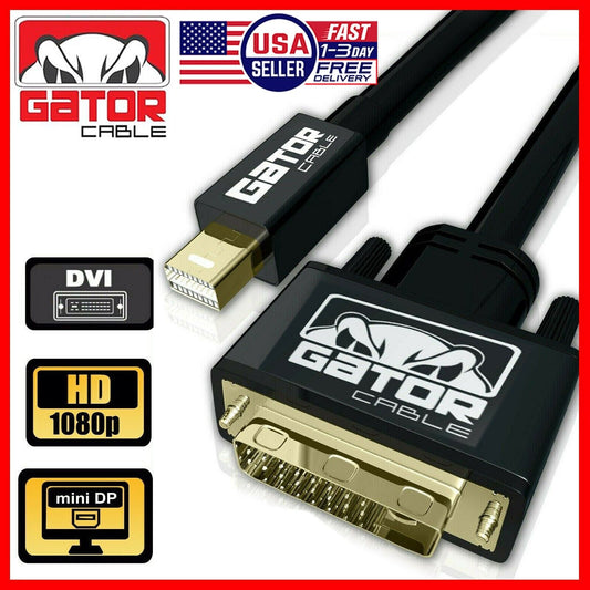 Mini Display Port mDP Thunderbolt To DVI-D Cable Adapter Converter HD 1080P 6FT