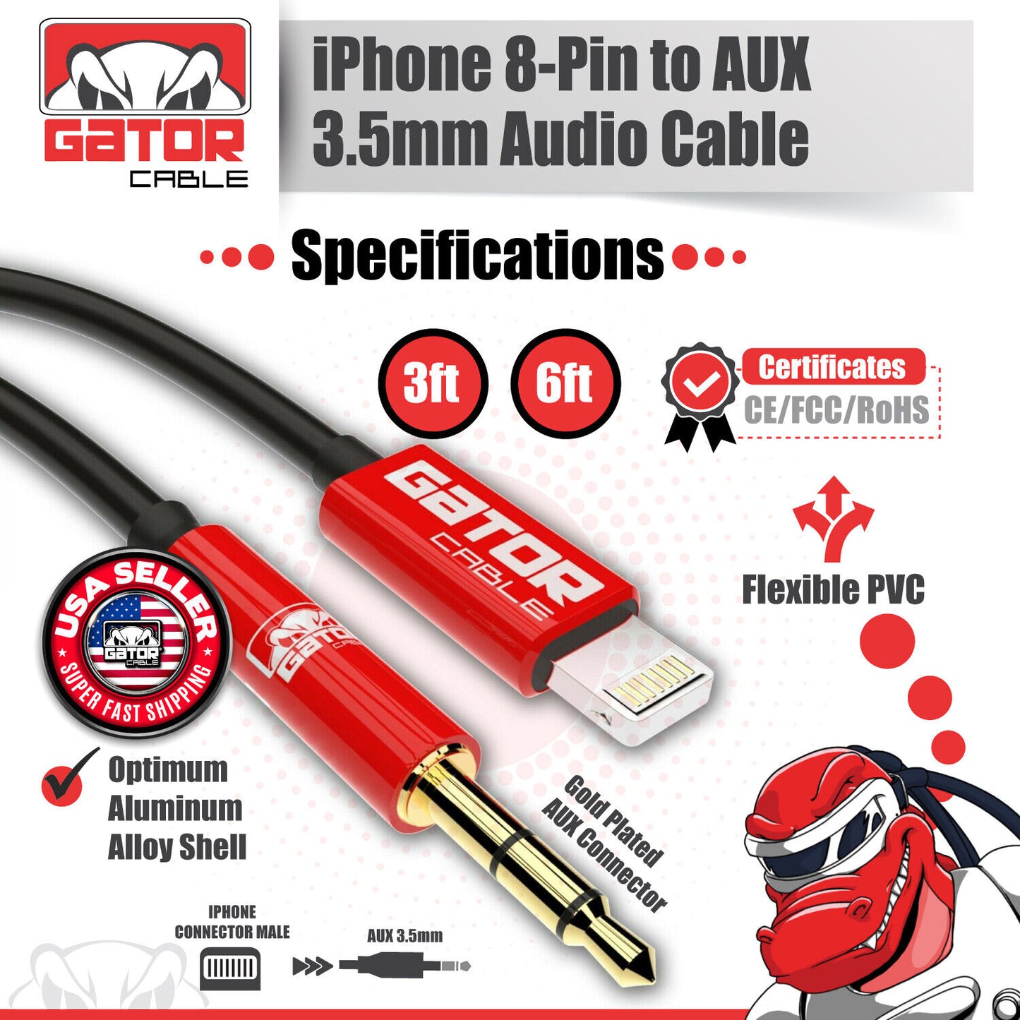 AUX 3.5mm Audio Cable Adapter For iPhone 7 8 XR XS SE X 11 12 13 14 Pro Max Plus