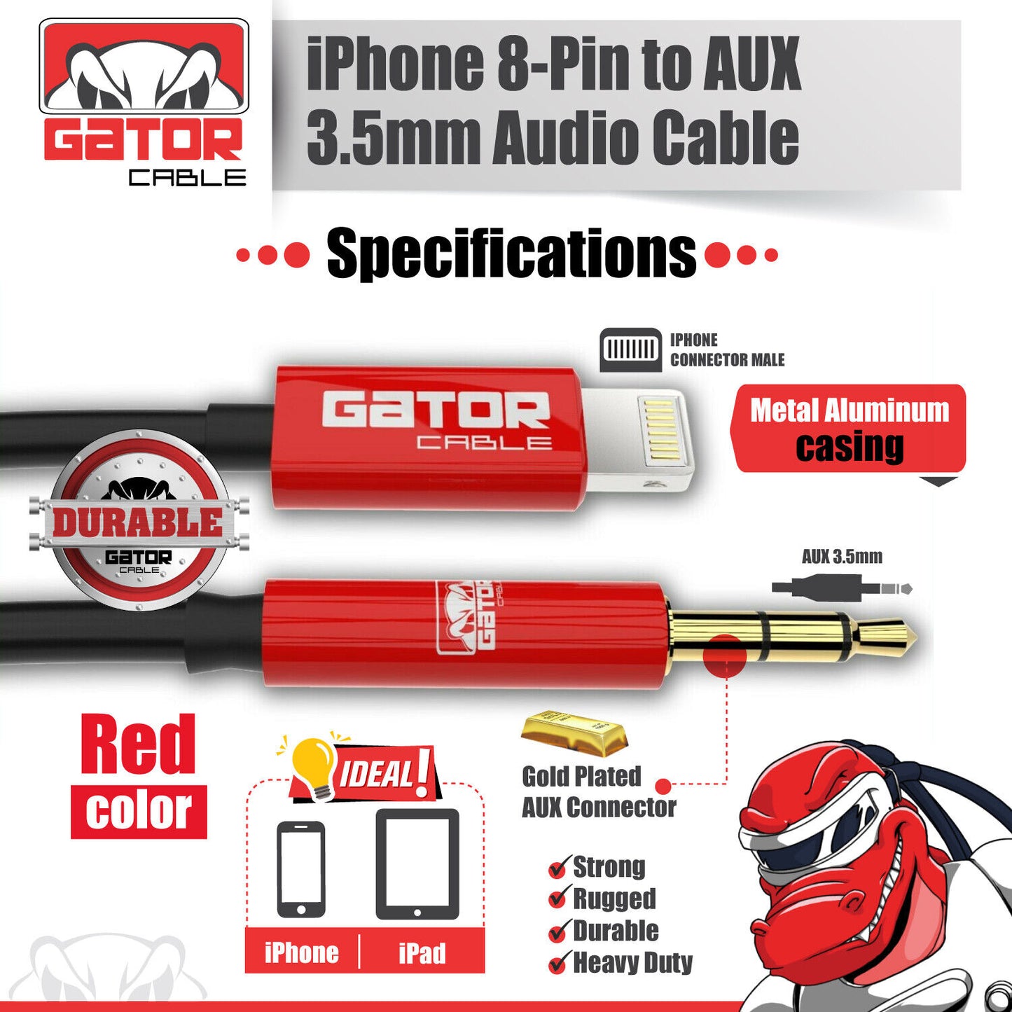 AUX 3.5mm Audio Cable Adapter For iPhone 7 8 XR XS SE X 11 12 13 14 Pro Max Plus