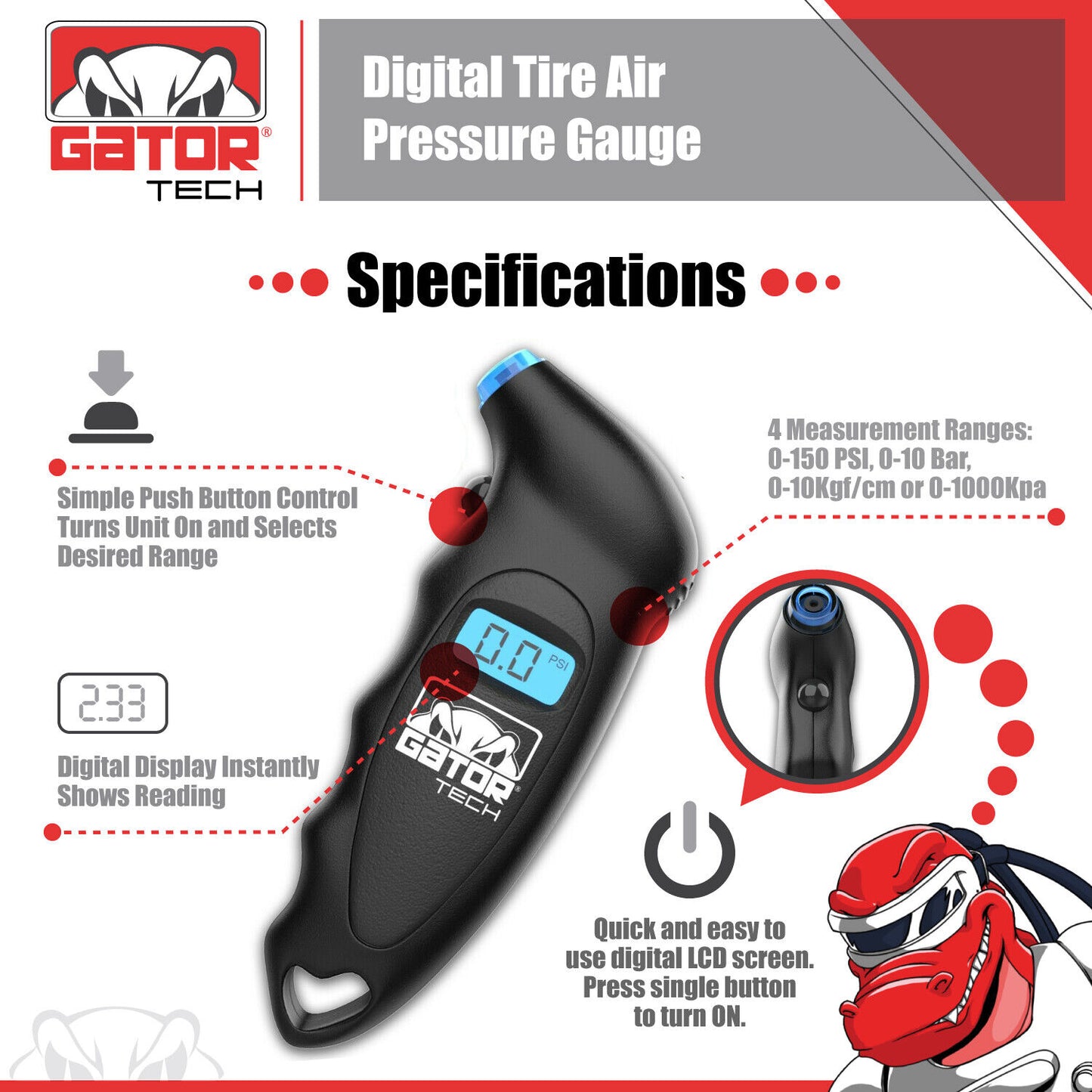 Digital Tire Air Pressure Gauge Meter Tester Bike Car Truck LCD Display 150 PSI