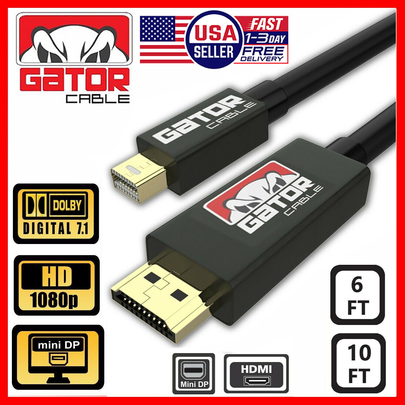 Mini Display Port DP Thunderbolt to HDMI Cable Adapter HD 4K for MacBo ...